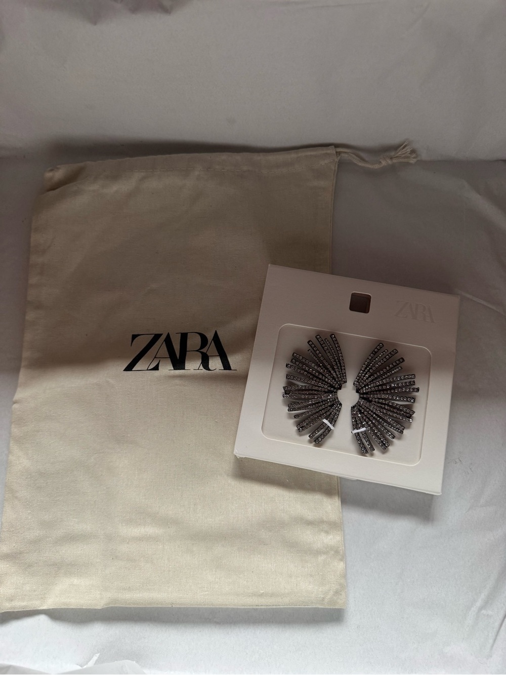 Zara Silver Fan-Shaped Crystal Earrings